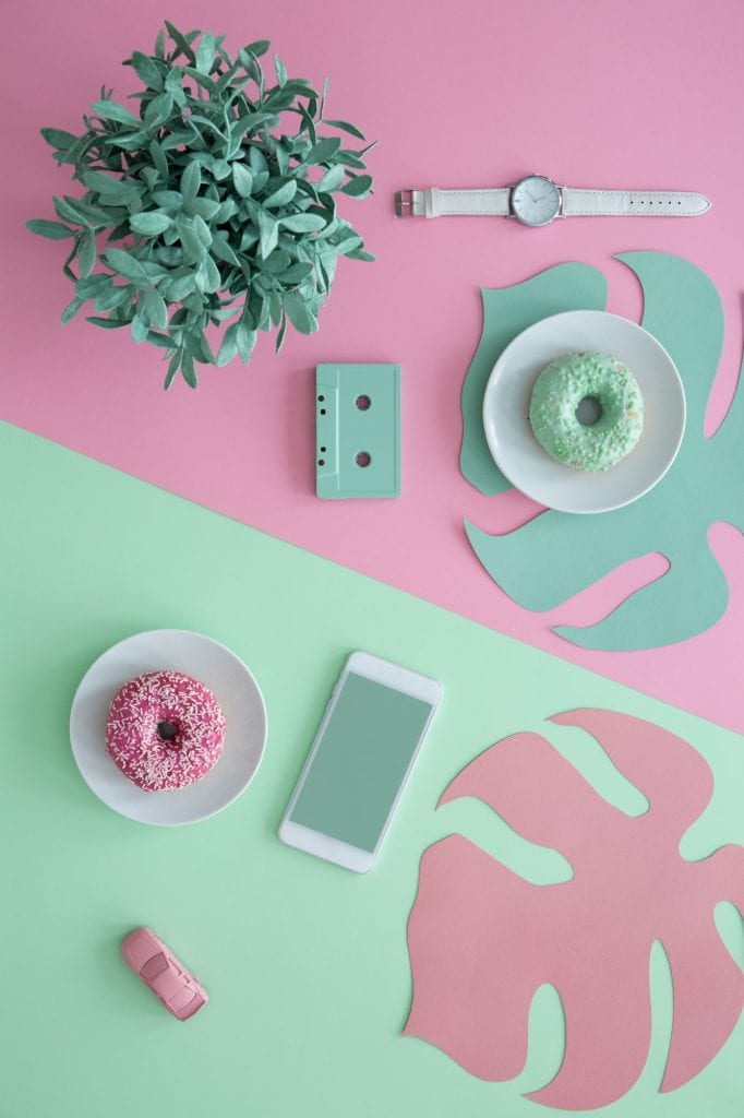 Green and pink aesthetic illustration